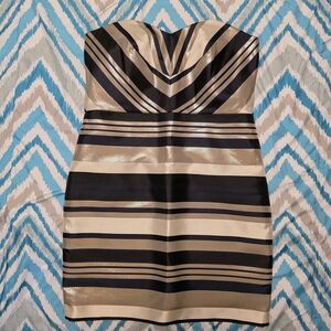 Ann Taylor Blue and White Strapless Sheath Dress